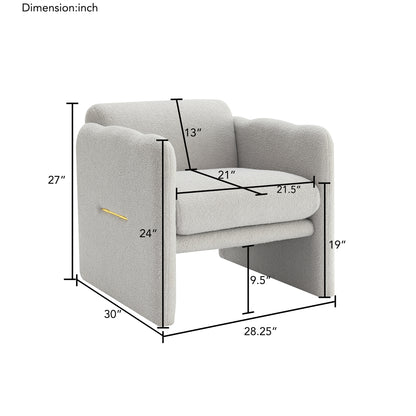 Wavy Armrest Accent Chair Light Gray