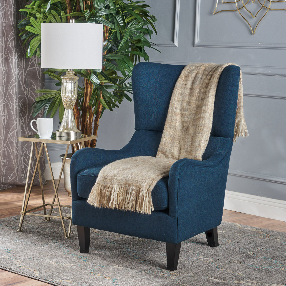 Hi-Back Quentin Sofa Chair Beige Linen