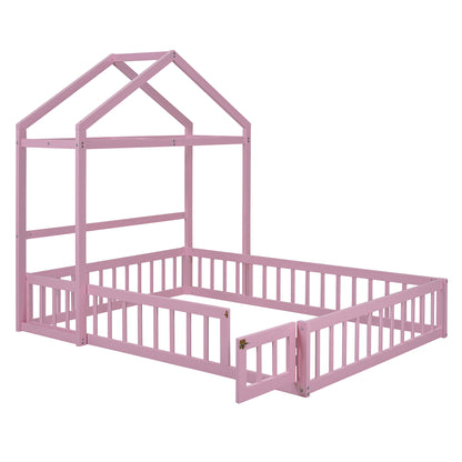 Full Wood Children’s Bed with Clothes Rack Pink