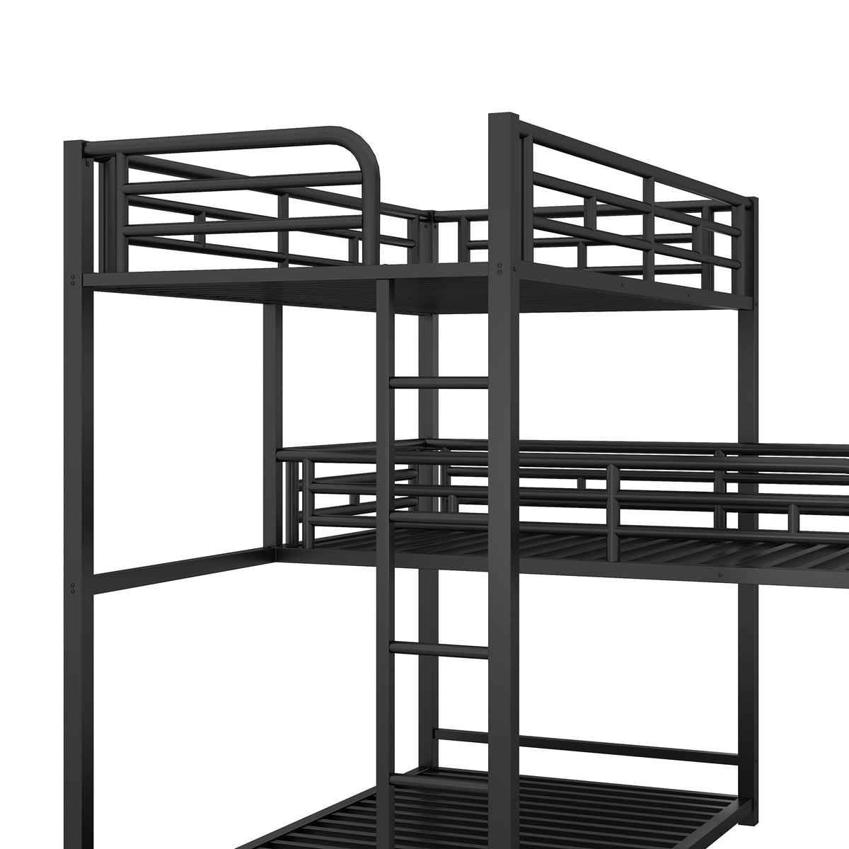 Metal Triple Bunk Bed Black