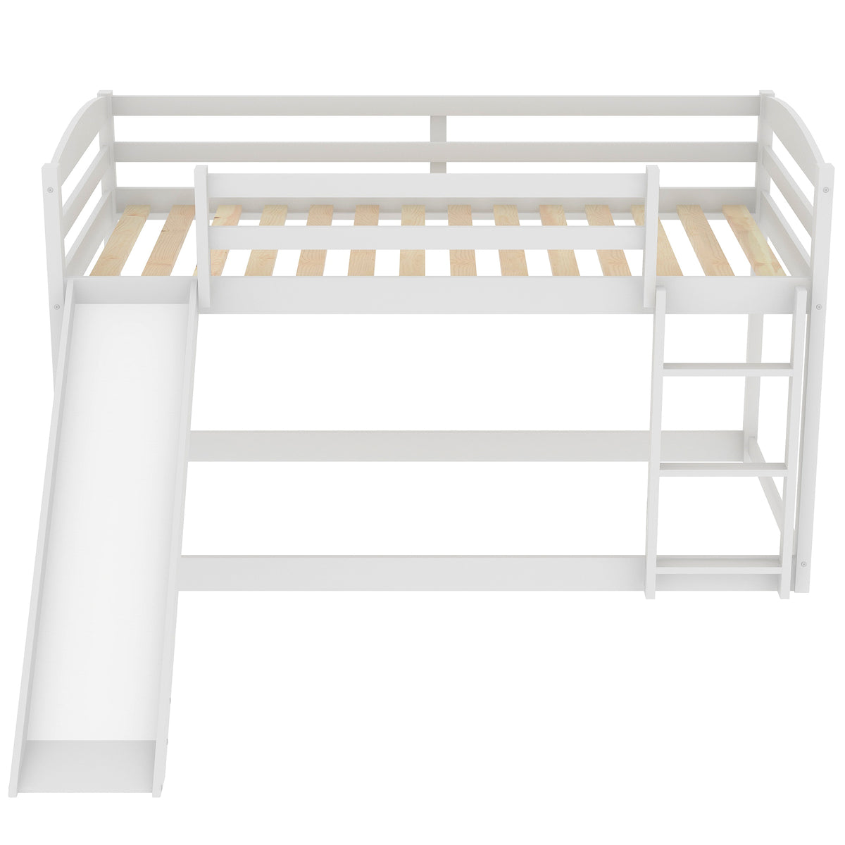 Twin Over Twin Bunk Bed with Slide White