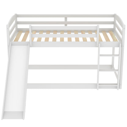Twin Over Twin Bunk Bed with Slide White