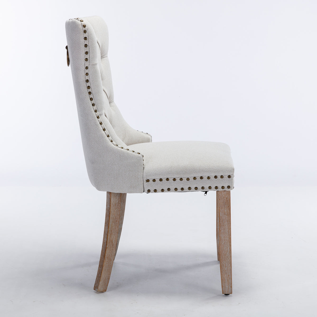 Nikki Tufted Linen Dining Chair Set (2 pcs) – Beige and Gray