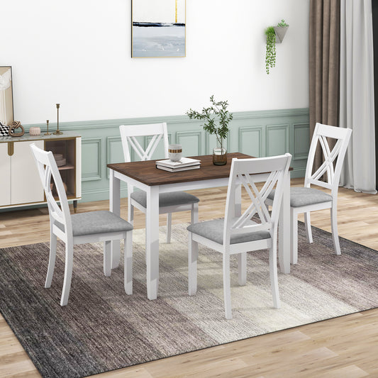 Rustic 5-Piece Dining Set with X-Back Chairs