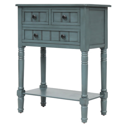 Slim Console Table with Drawers Navy Finish