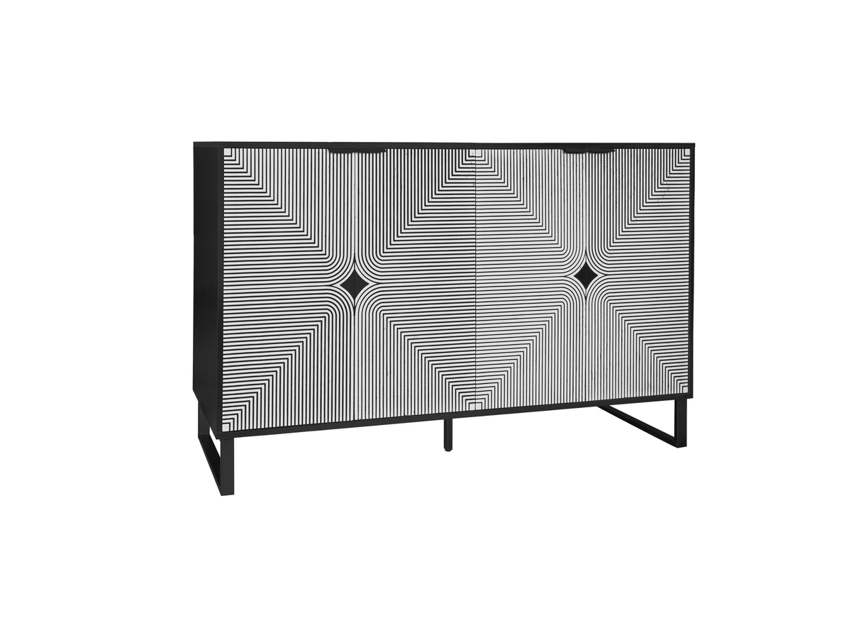 Striped 4-Door Buffet Cabinet
