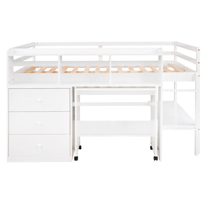 Low Loft Bed White