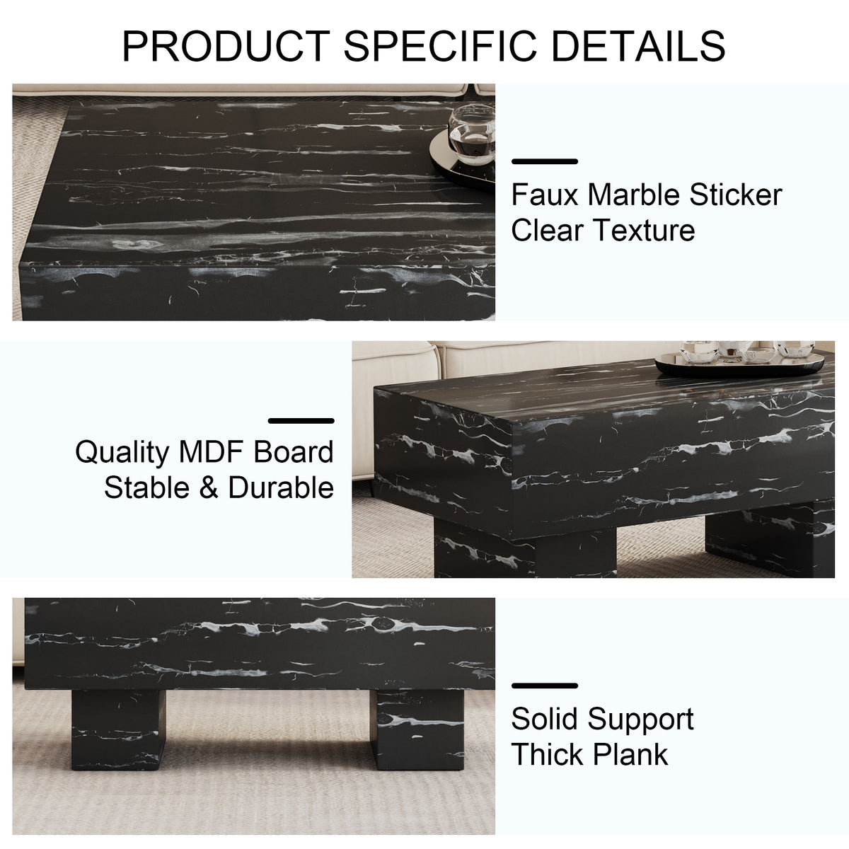 Black Modern Rectangle Coffee Table