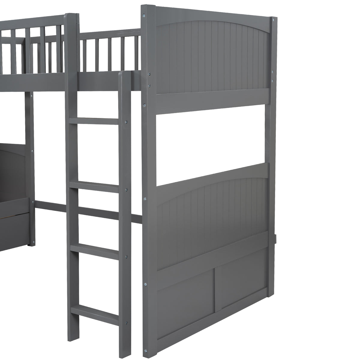 Twin Bunk Bed with Drawers Gray