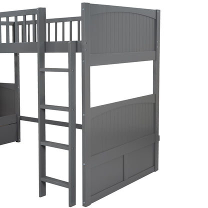 Twin Bunk Bed with Drawers Gray