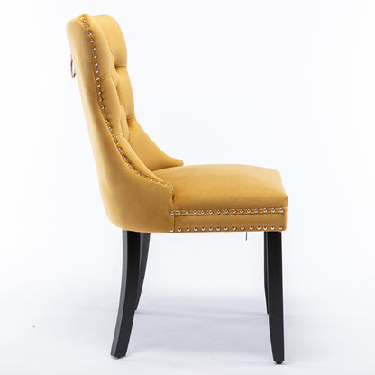 Tufted Velvet Dining Chair Set (2 pcs) – Gold