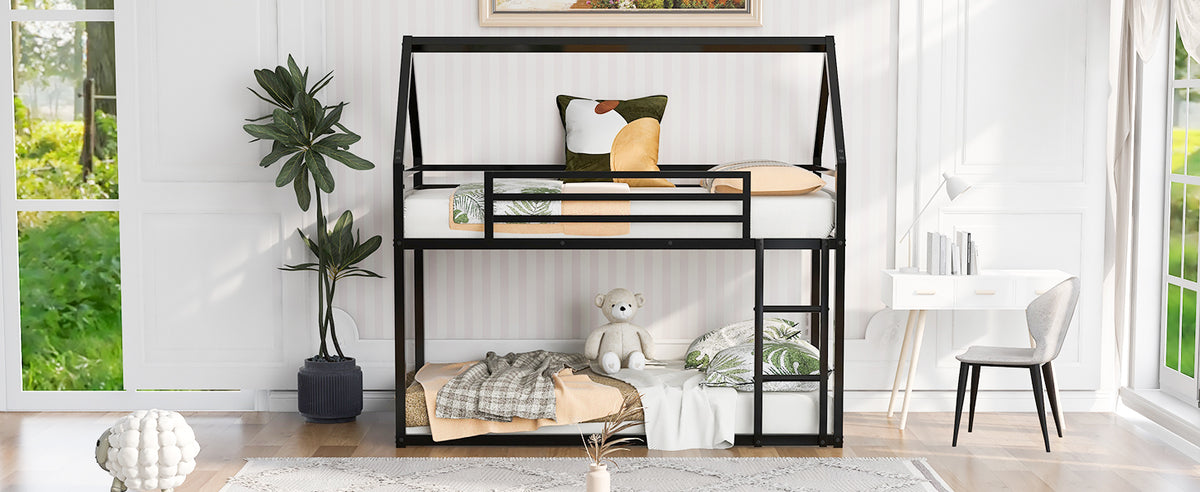 Twin House Bunk Bed Black