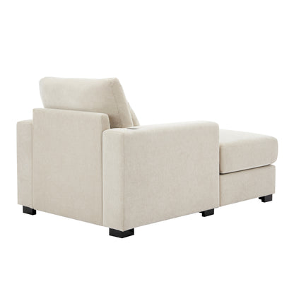 Oversized Chaise Lounge with Pillows Cream