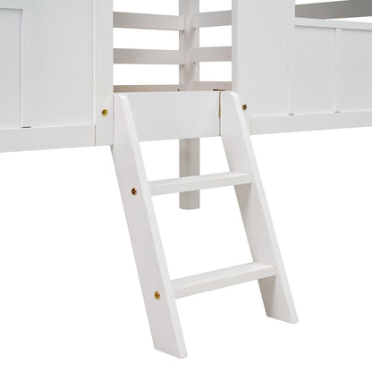 Low Loft Twin Bed with Windows White