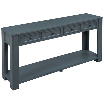 Console Table with Storage Drawers Navy