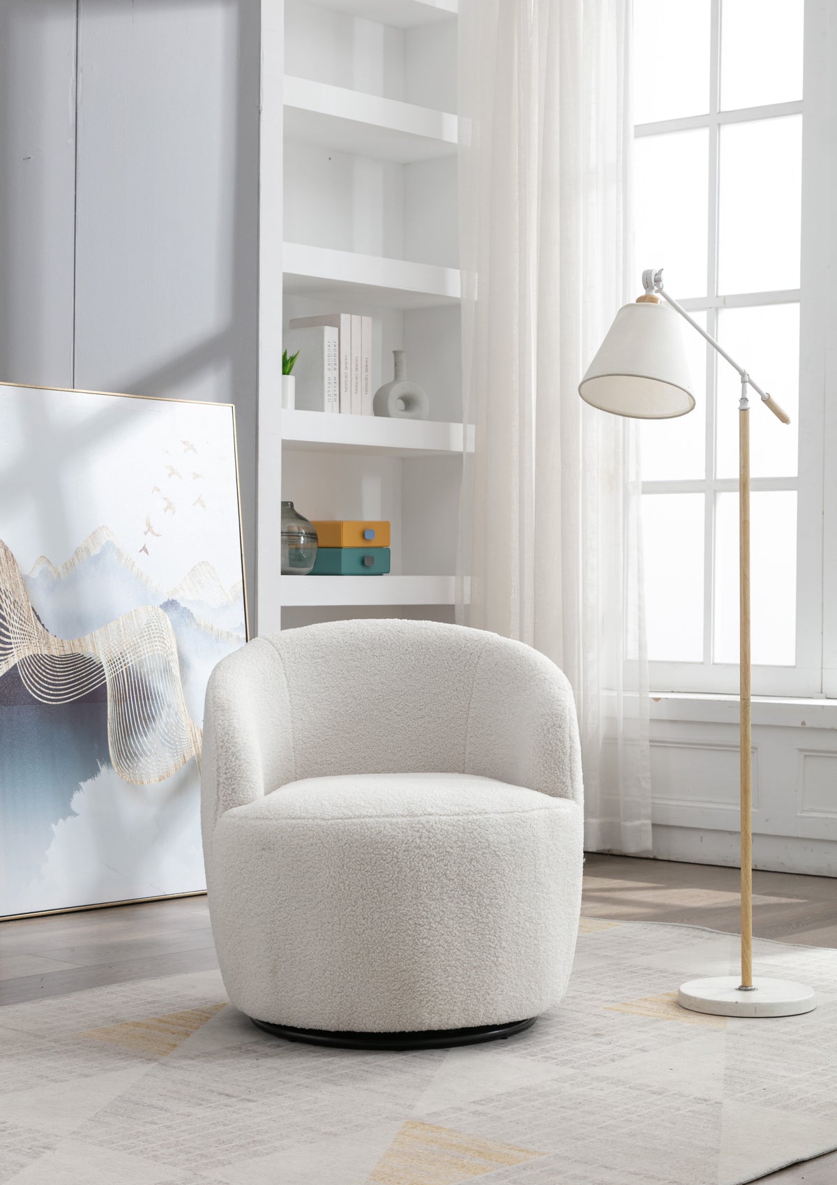 Teddy Fabric Accent Chair Ivory White
