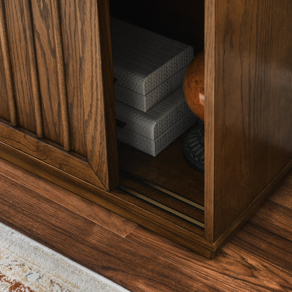 Medieval Sideboard with Sliding Doors and Wood Trim