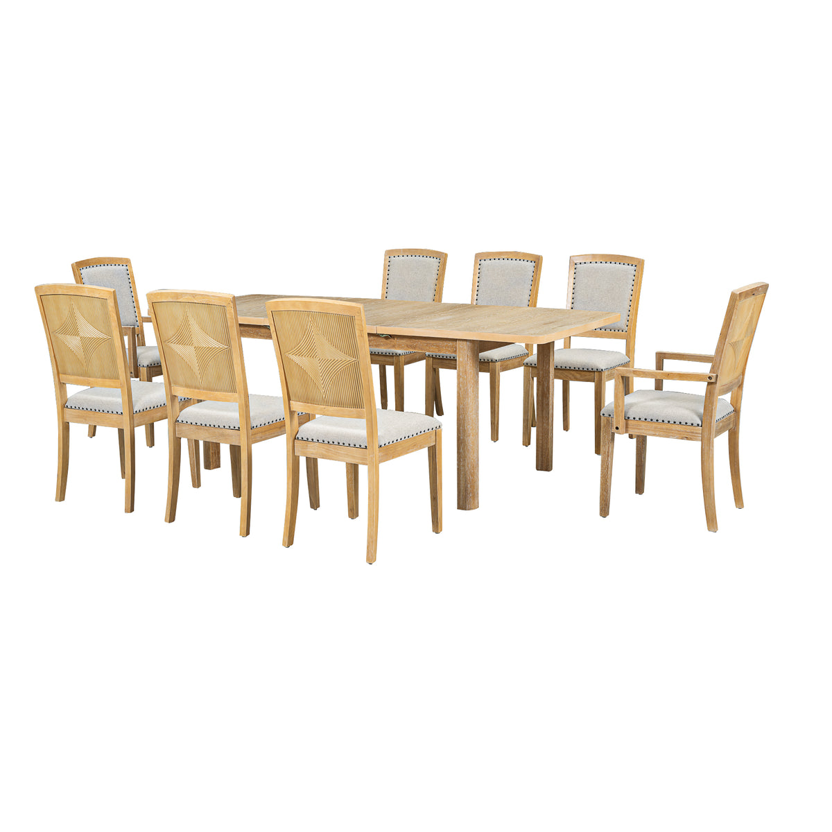 84” Expandable Dining Set – Natural Finish