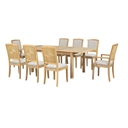 84” Expandable Dining Set – Natural Finish