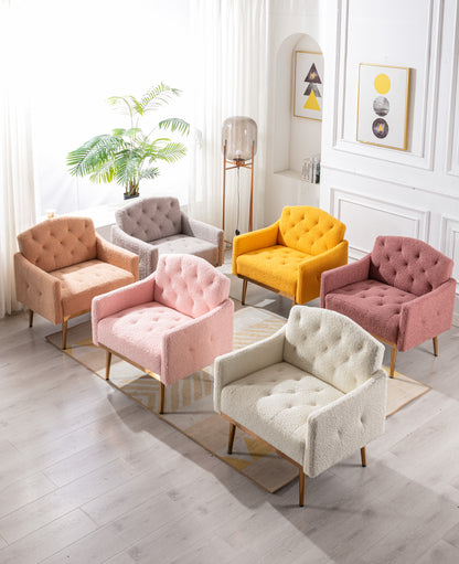 Teddy Armchair with Gold Legs – White