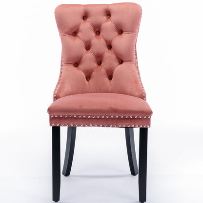 Nikki Tufted Linen Dining Chair Set (2 pcs) – Pink