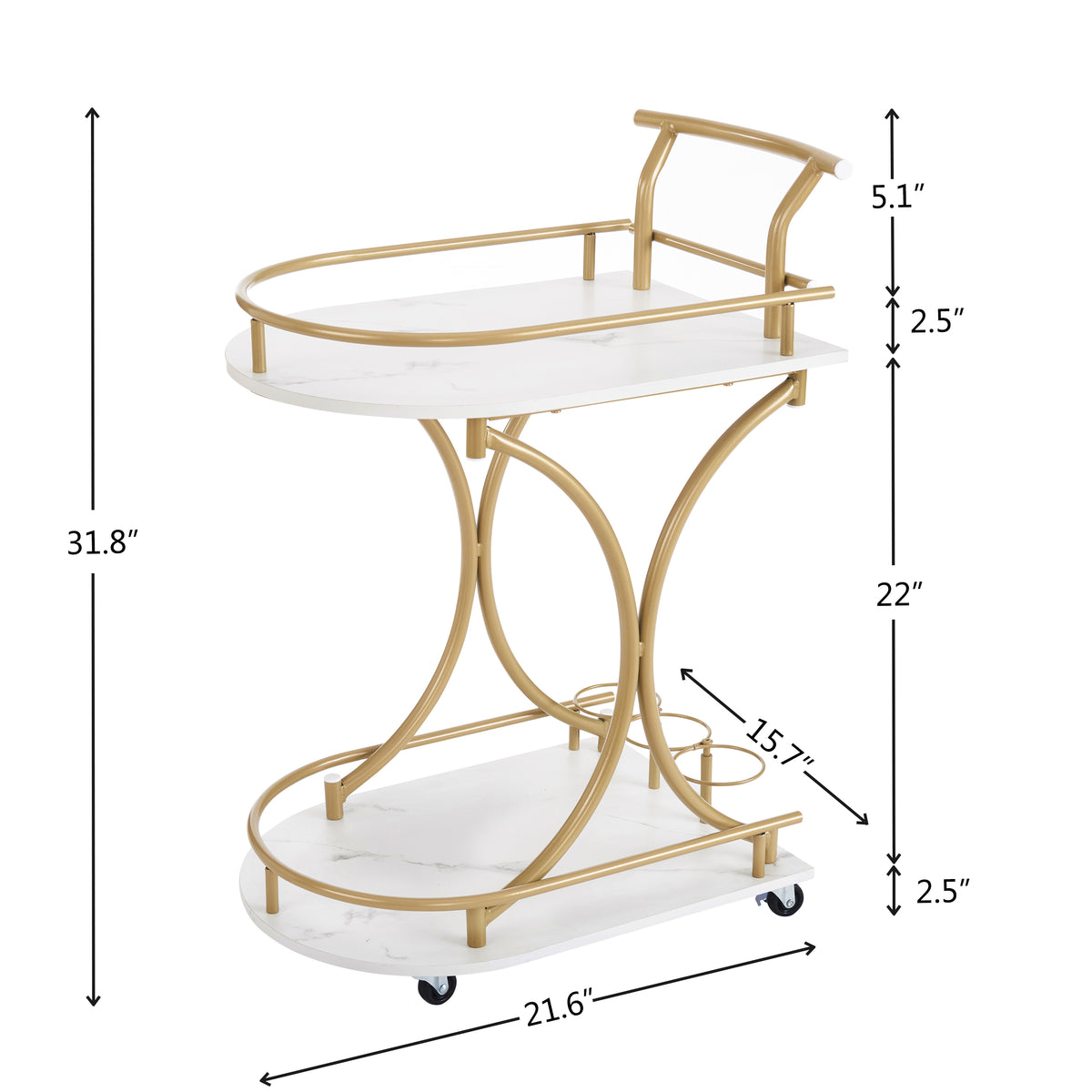 Double-Tier Industrial Bar Cart – Black Metal