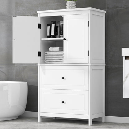 White Bathroom Storage Cabinet with Drawers