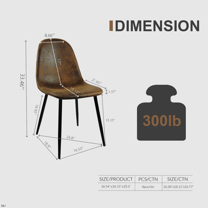Modern Dining Chair Set (4 pcs) – Brown Upholstered Seats