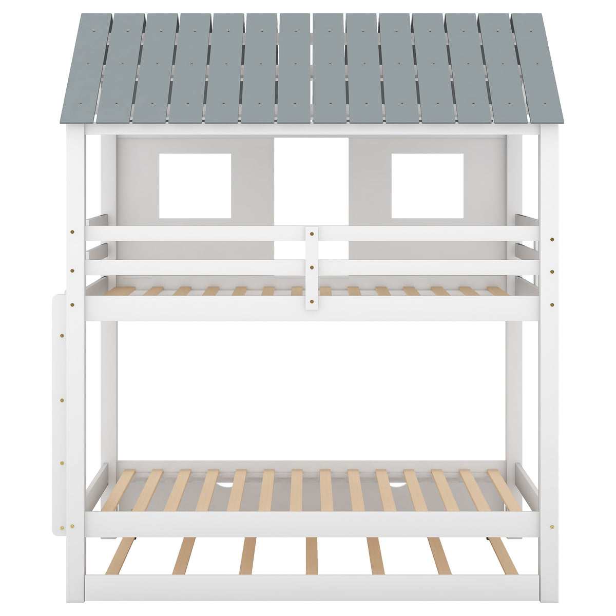 House Bunk Bed with Roof White