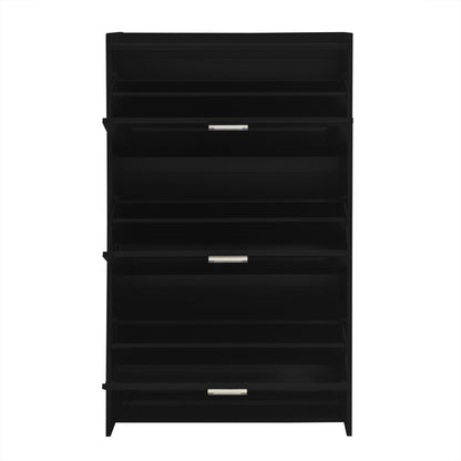 U-Can Black Shoe Storage Cabinet with 3 Flip Drawers