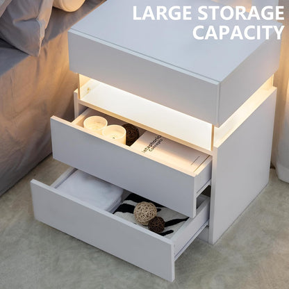 LED Bedside Table White