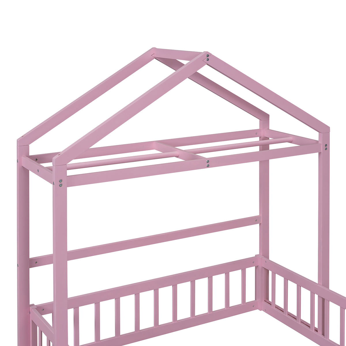 Full Wood Children’s Bed with Clothes Rack Pink