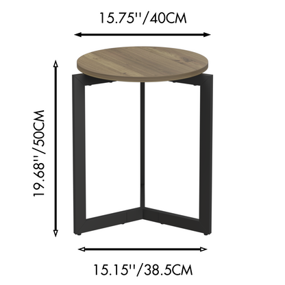 Round Metal Frame Side Table Brown Finish