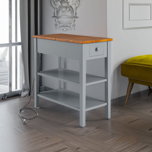 Two-Tone End Table with USB Ports