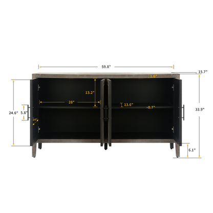 Wooden 4-Door Sideboard Brown Finish
