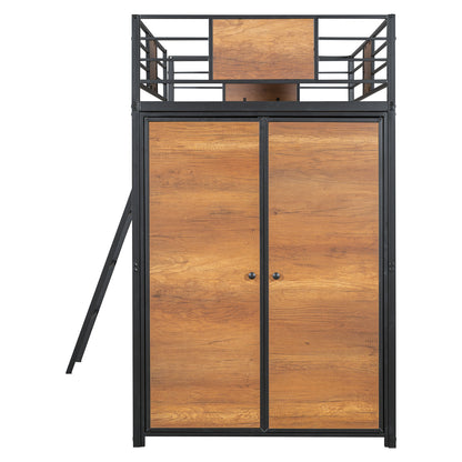 Twin Loft Bed with Desk Black
