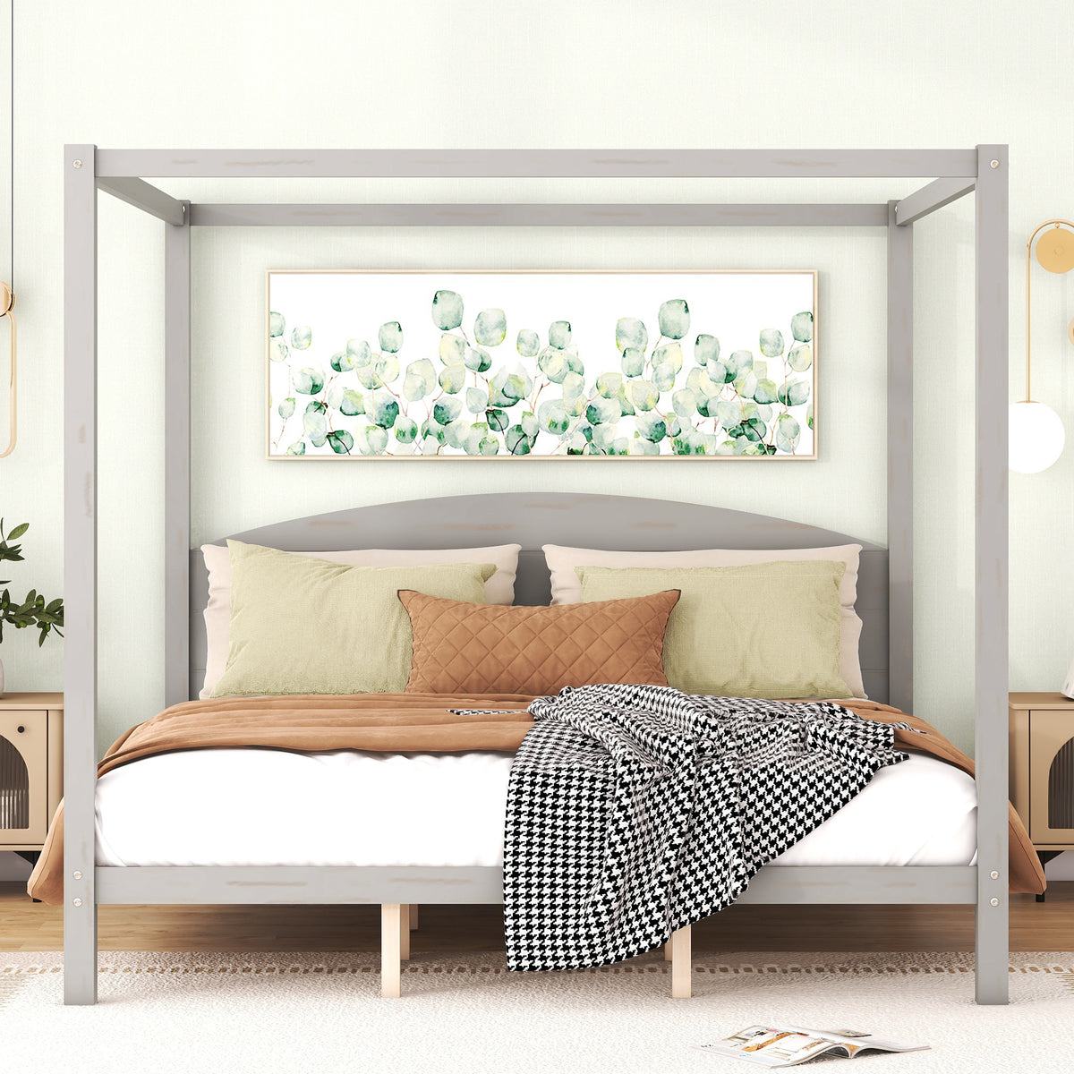 King Canopy Bed Gray Wash