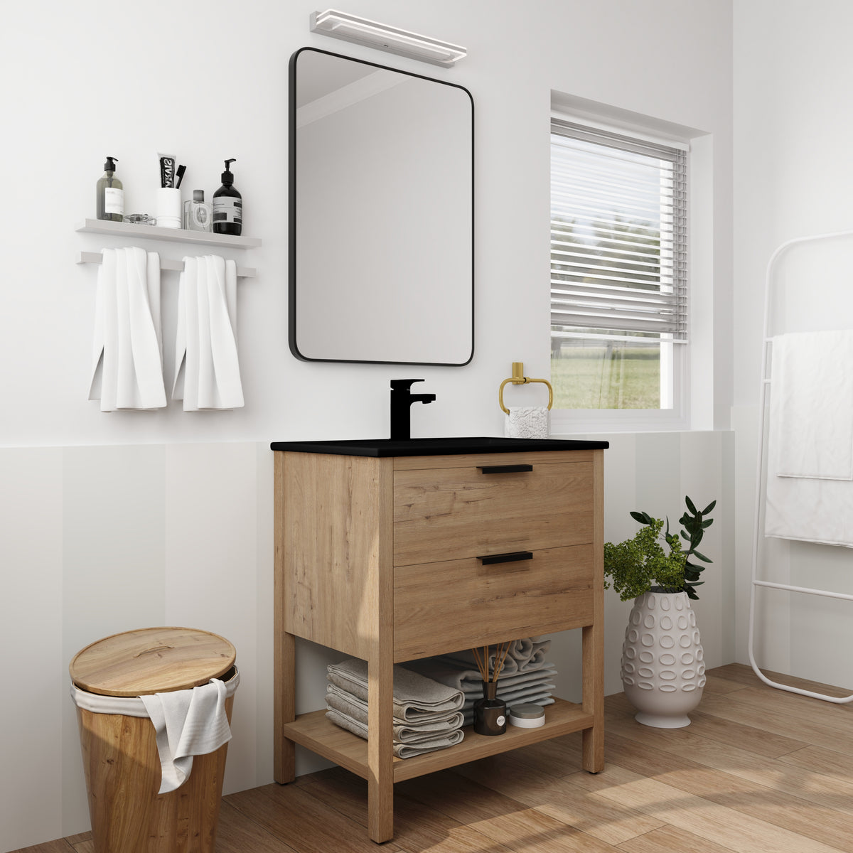 30-Inch Vanity with 2 Drawers Black Finish