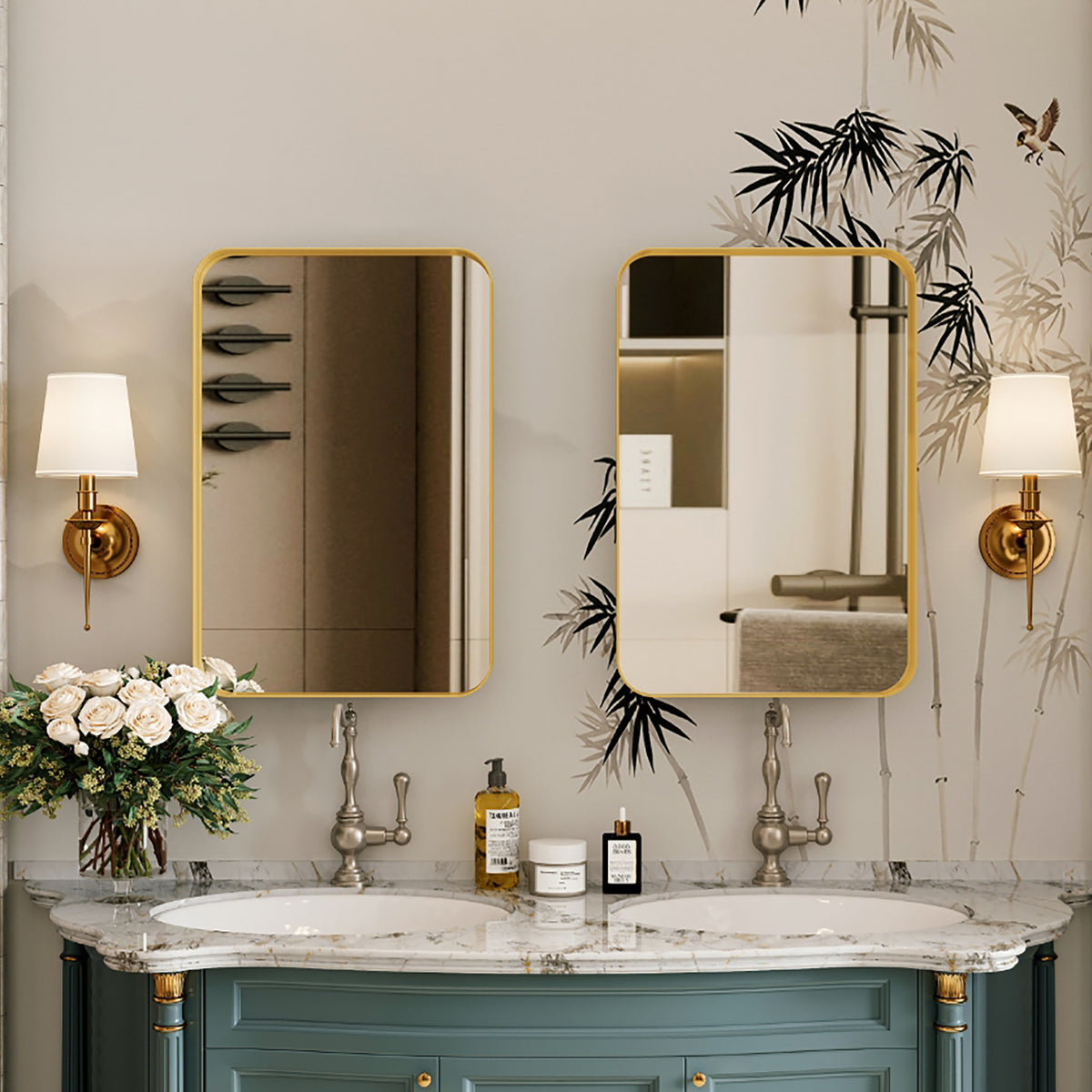 Matte Gold Metal Medicine Cabinet