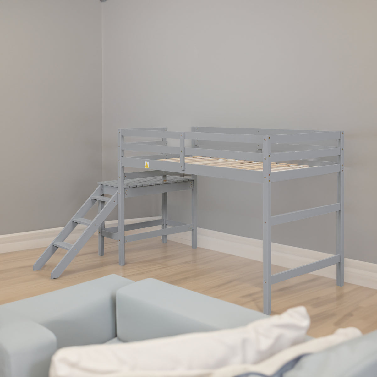 Twin Loft Bed Gray