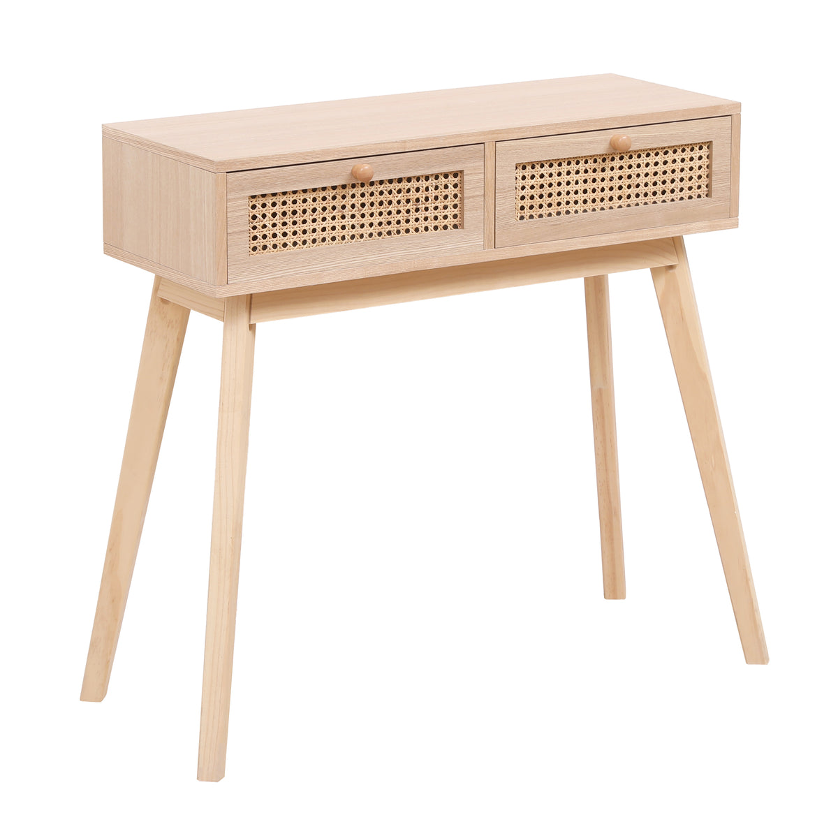 Rattan Side Table with Drawers