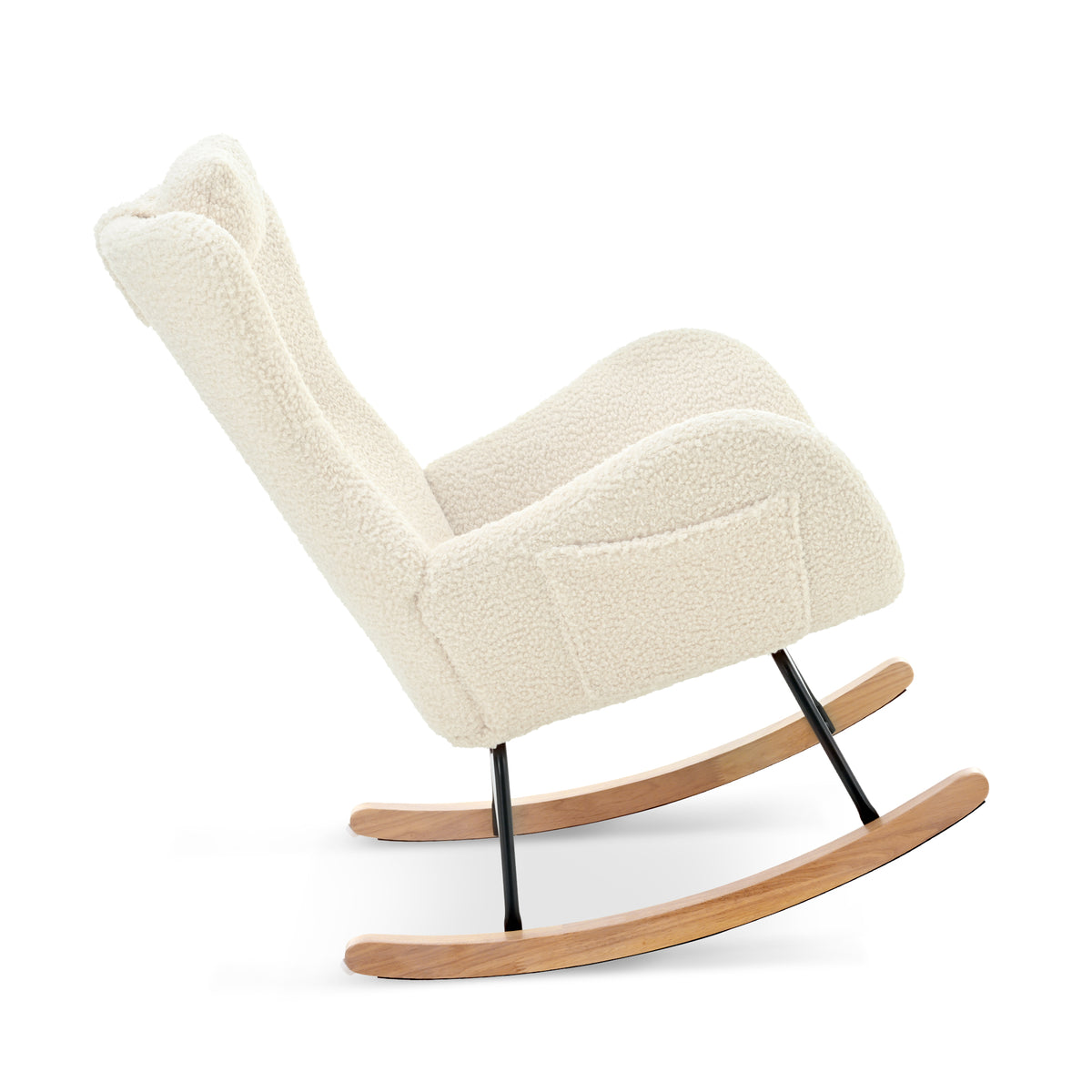 Modern Rocking Chair – Rubber Legs & Chenille Fabric