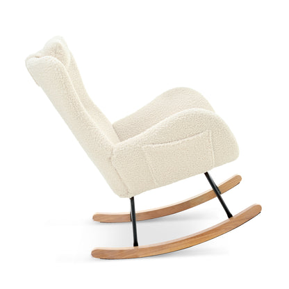Modern Rocking Chair – Rubber Legs & Chenille Fabric
