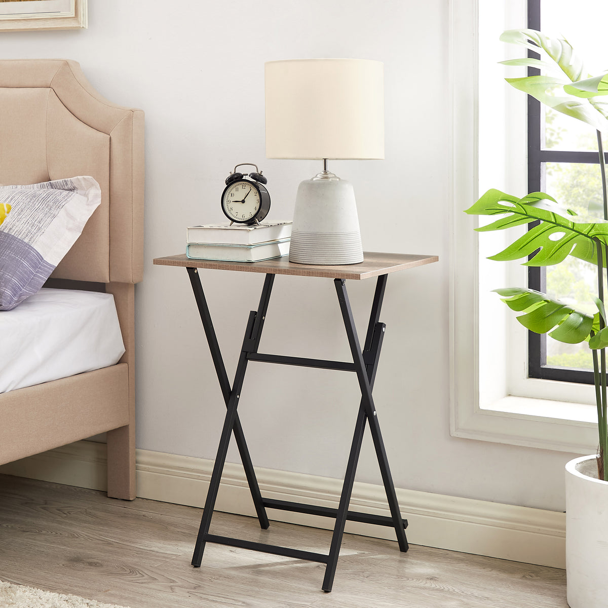 Rustic Folding Tray Table Brown Wood Finish