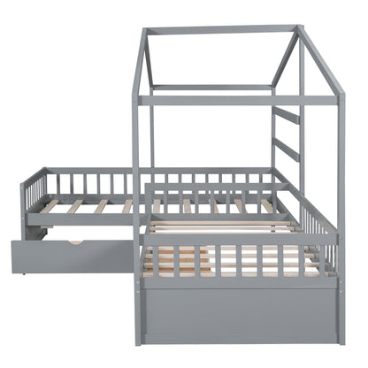 Twin House Bed Gray