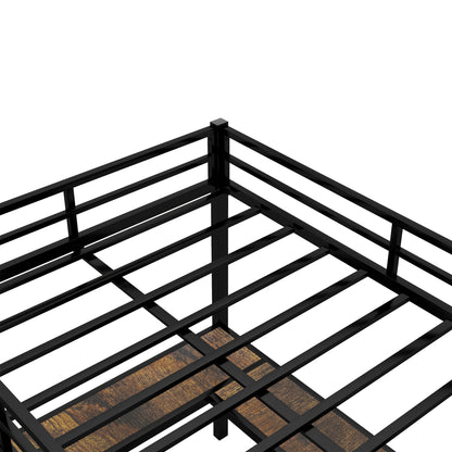 Metal Loft Bed Black