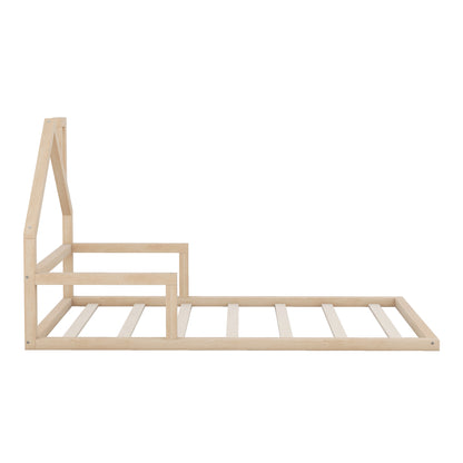 Twin Platform Bed with House Headboard Natural