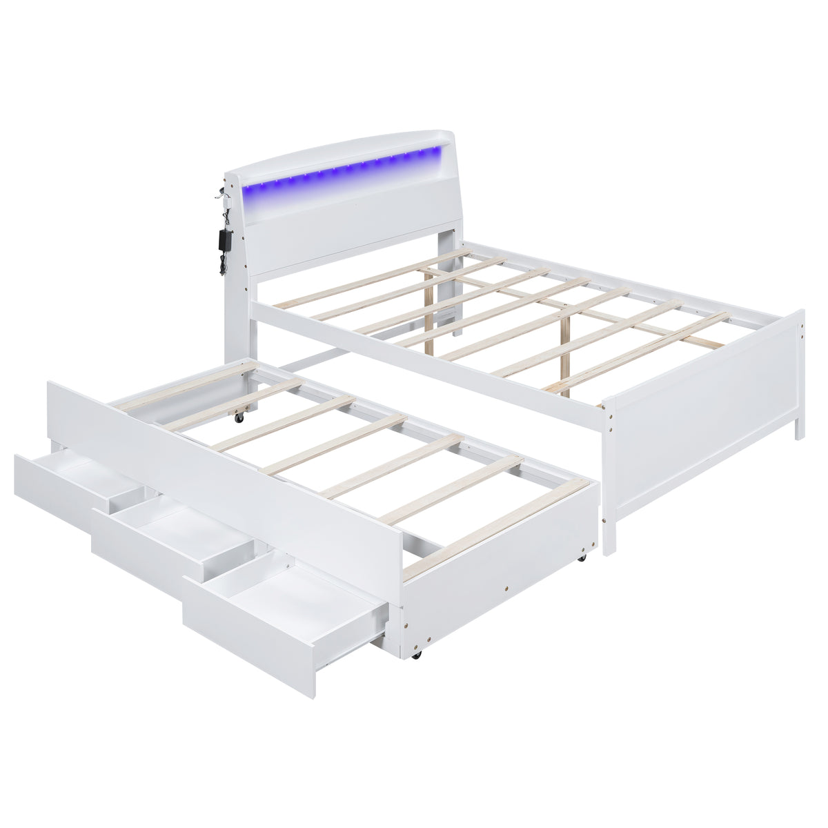 Full Storage Platform Bed White