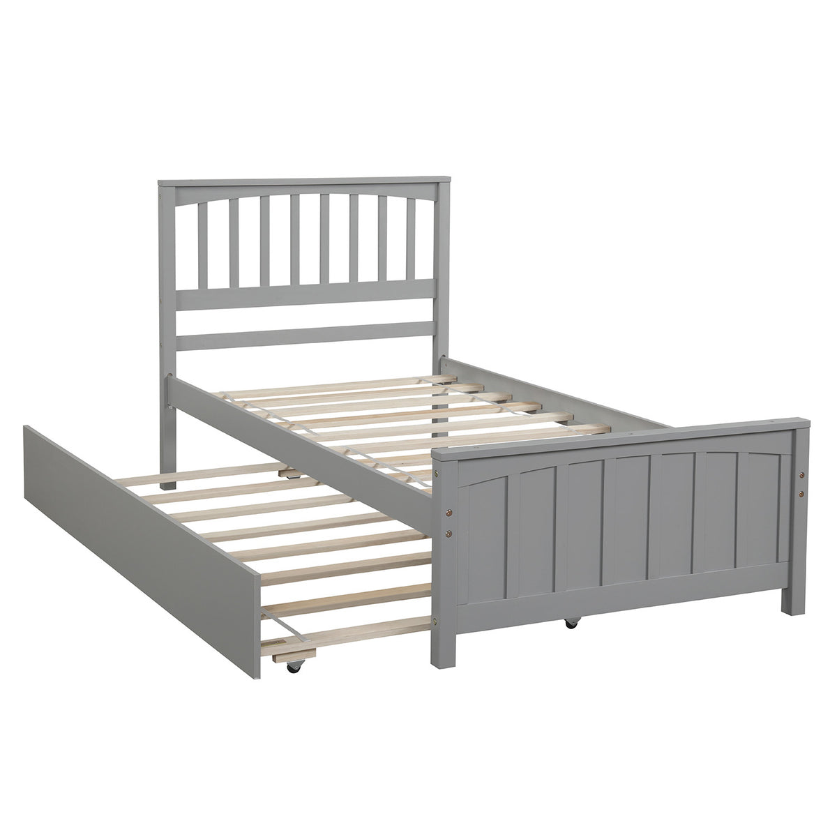 Twin Platform Bed with Trundle Gray