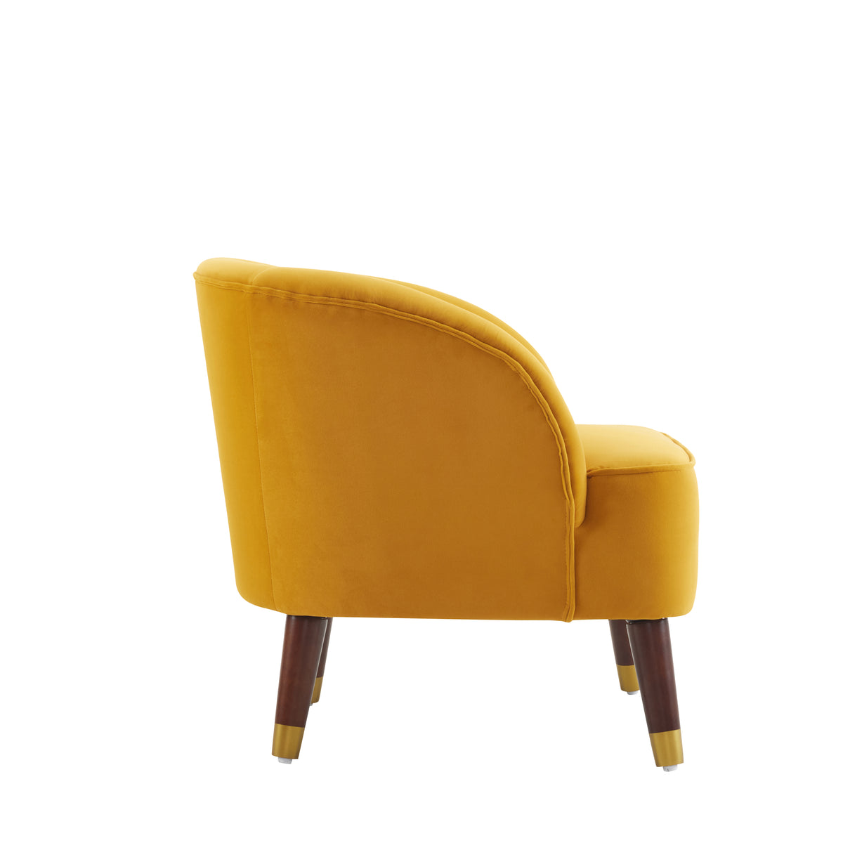 Barrel Accent Chair with Wooden Legs Brown